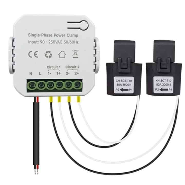 Smart Energy Monitor 2x Clamp Meter | 80A CT Single Phase | WiFi Tuya Smart Life