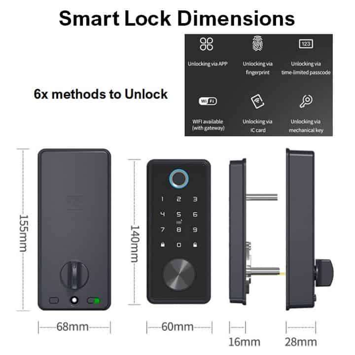 Smart Door Lock add to existing, Fingerprint, Key, Code | WiFi Tuya Smart Life