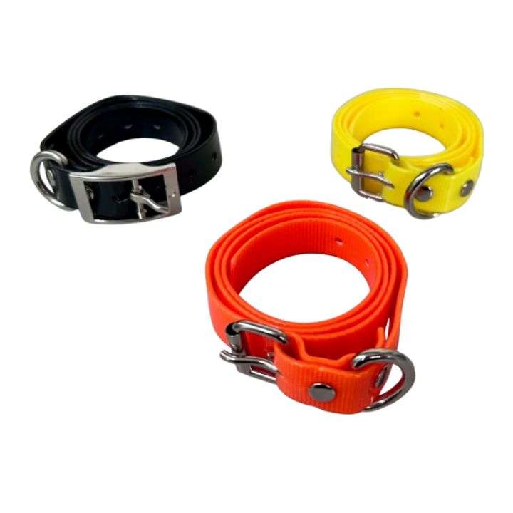 Nylon PVC Waterproof Dog Collars | Black, orange or yellow