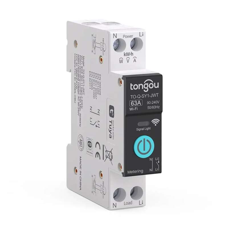Smart Switch Din Rail | 1 Pole Breaker, 63A  230VAC | Energy Meter | WiFi Tuya