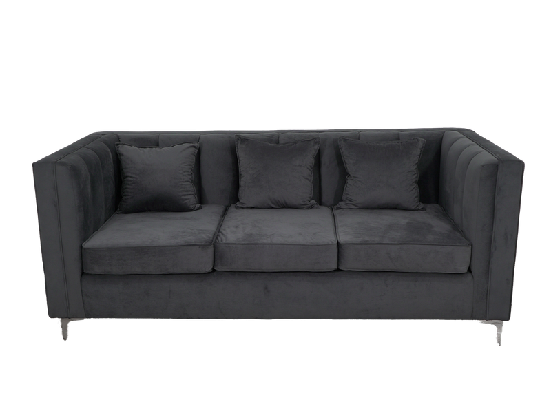 Emily 3 Seater Couch - Grey Velvet