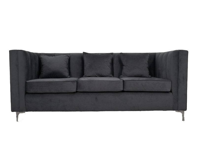 Emily 3 Seater Couch - Grey Velvet