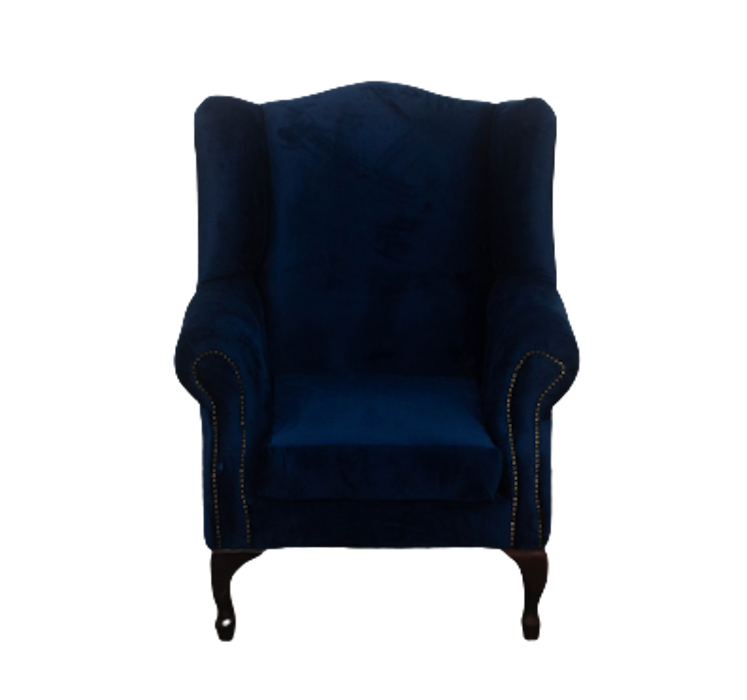 Wingback Chair - Blue Velvet