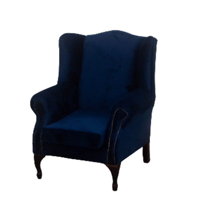 Wingback Chair - Blue Velvet