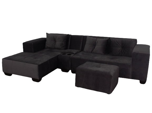 Chelsea Corner Couch - Grey Velvet - Left Hand