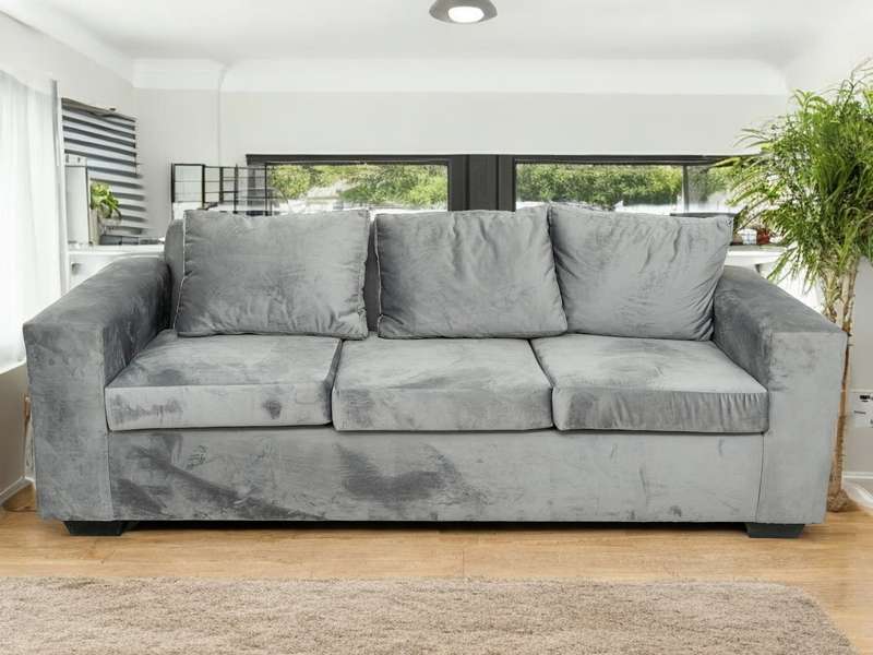 Jody 3 Seater Couch - Grey Velvet