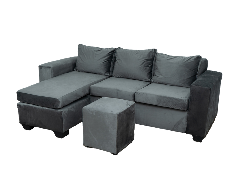 Andre 3 Seater Couch - Grey Velvet
