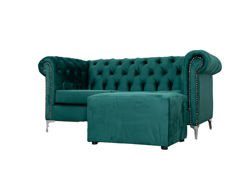 Chesterfield 2 Seater - Green Velvet