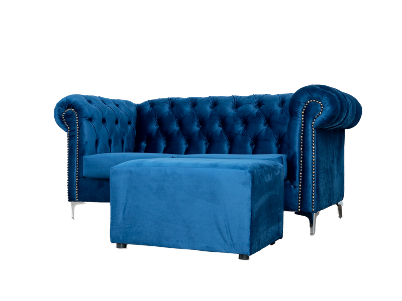 Chesterfield 2 Seater - Blue Velvet