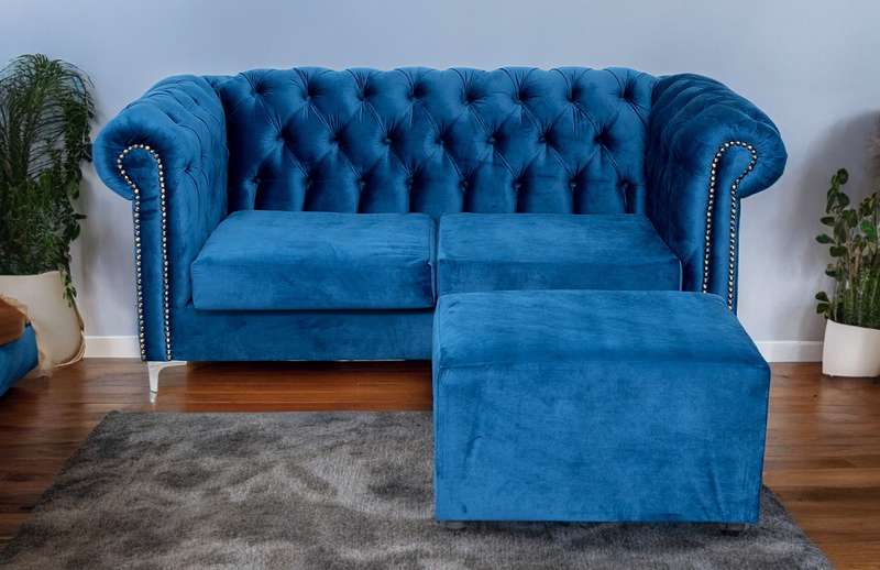 Chesterfield 2 Seater - Blue Velvet