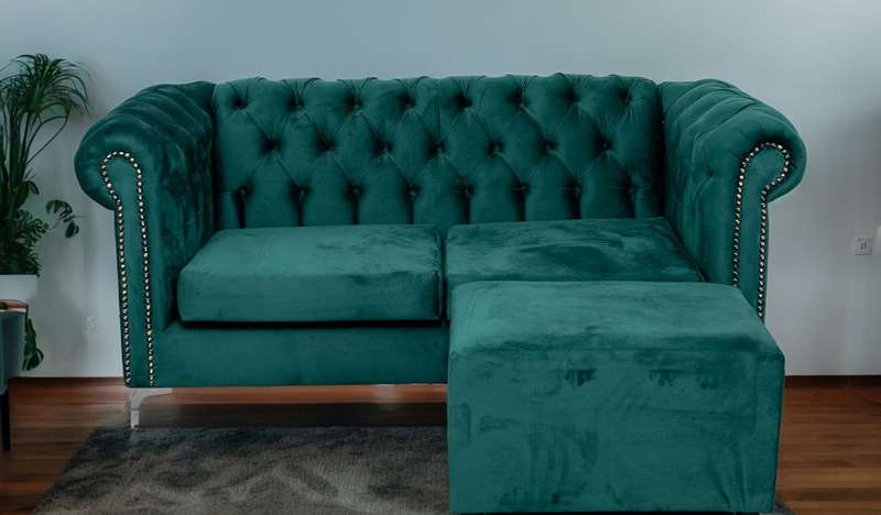Chesterfield 2 Seater - Green Velvet