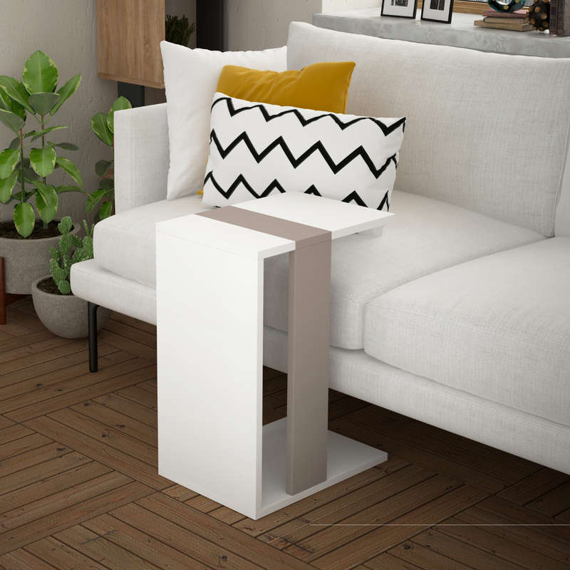 Zetti Side Table White - Light Mocha