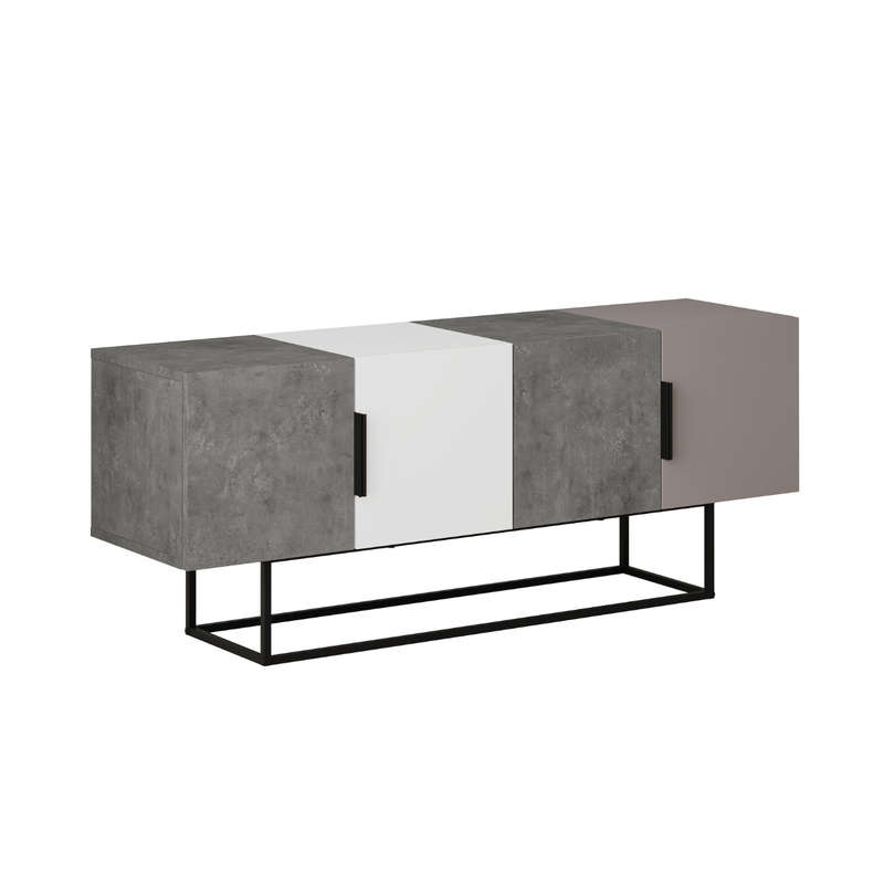 Tontini Tv Stand - Retro Grey-White-Retro Grey-Light Mocha