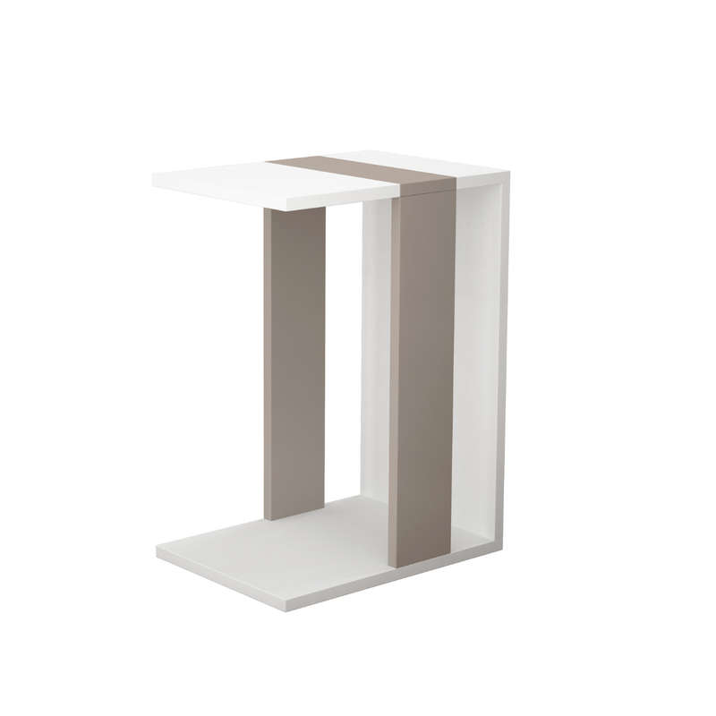 Zetti Side Table White - Light Mocha