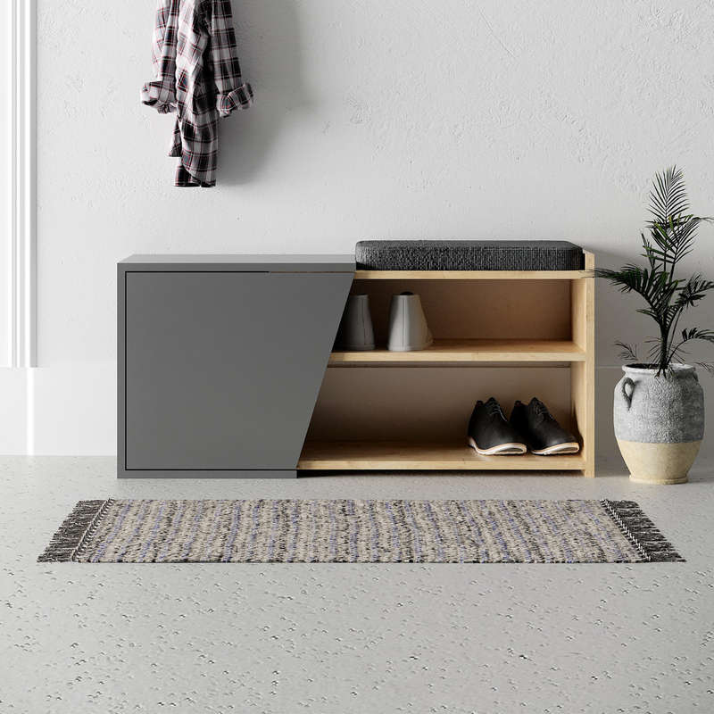 Fiona Bench - Sapphire Oak-Anthracite