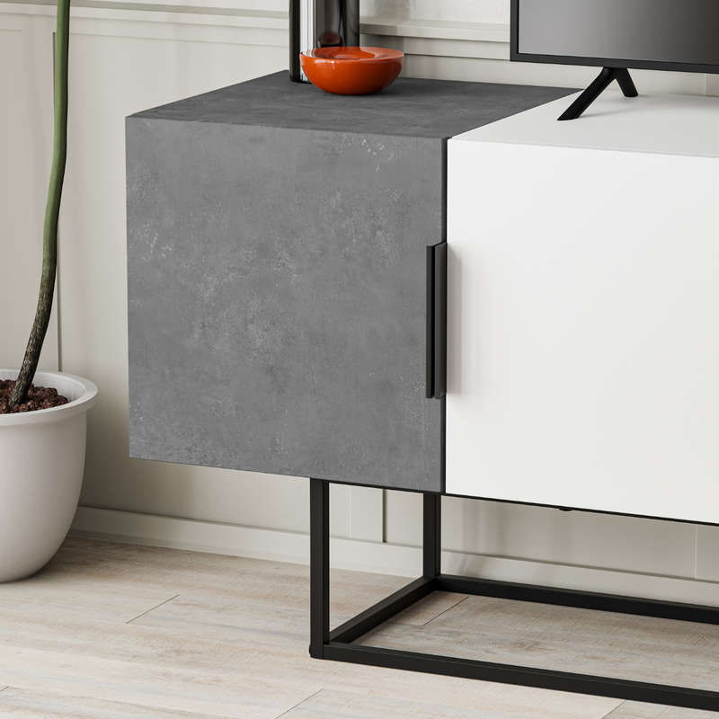 Tontini Tv Stand - Retro Grey-White-Retro Grey-Light Mocha