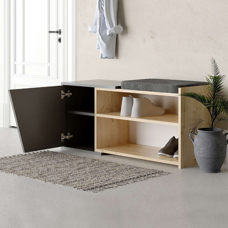 Fiona Bench - Sapphire Oak-Anthracite