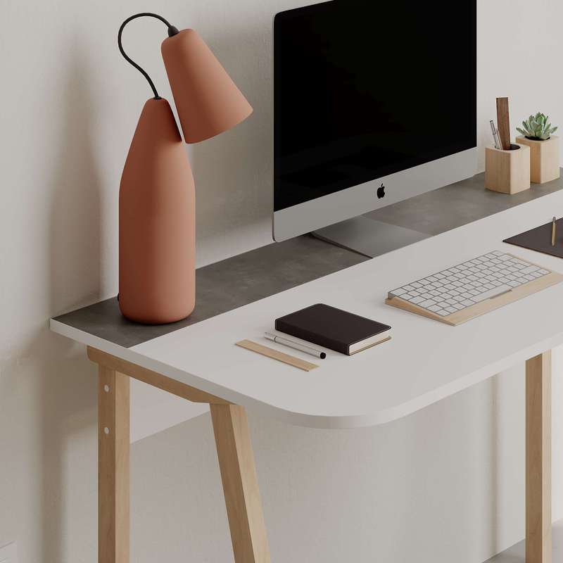 Luton Working Table White - Retro Grey
