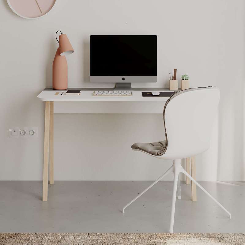 Luton Working Table White - Retro Grey