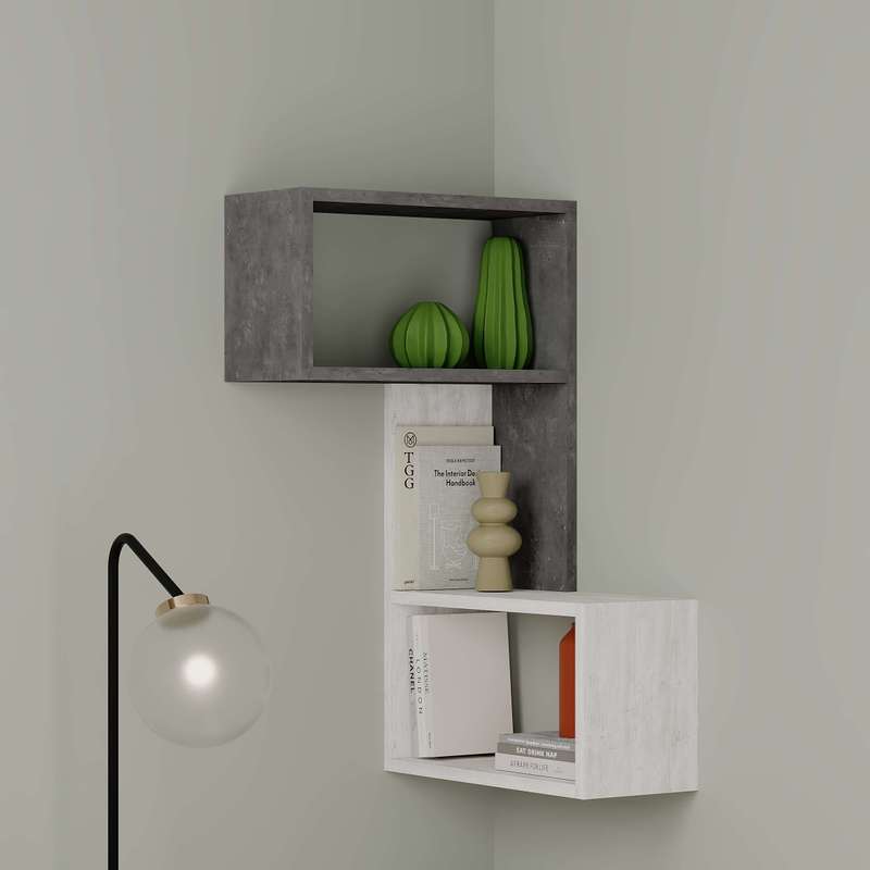 Part Corner Shelf Retro Grey - Ancient White