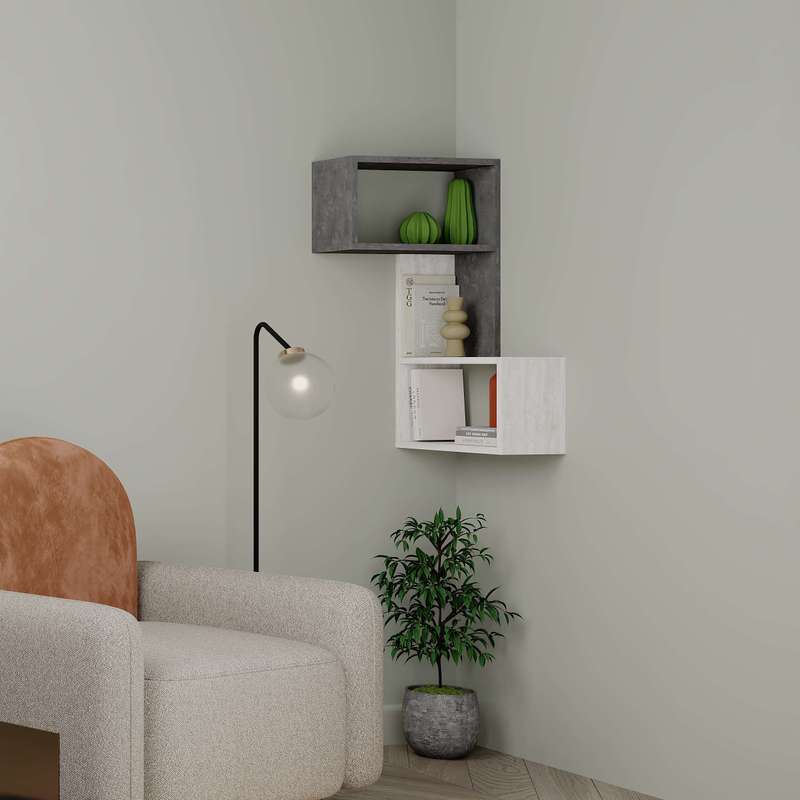 Part Corner Shelf Retro Grey - Ancient White