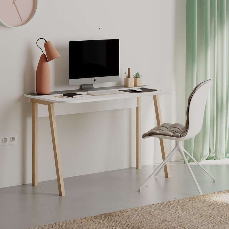 Luton Working Table White - Retro Grey