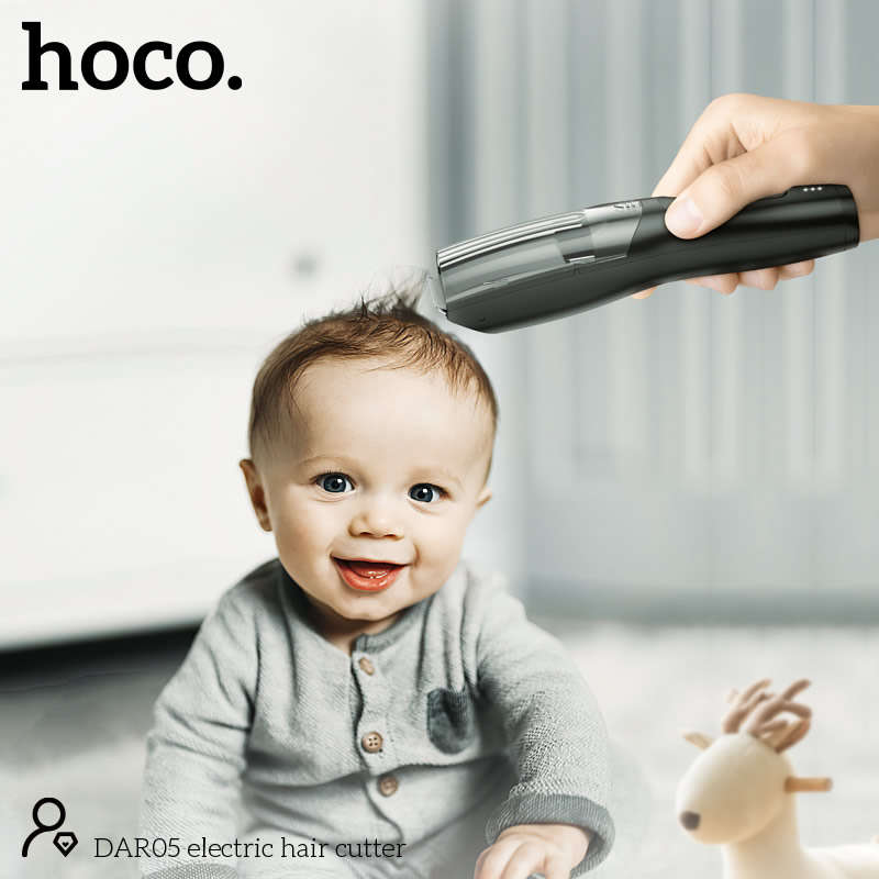 Hoco DAR05 Premium Electric Hair Cutter For Men | 3 Floating Heads | Built-in Trimmer | Black