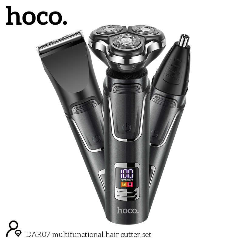 Hoco DAR07 Premium 3-in-1 Grooming Set For Men | Shaver, Clipper, Nose Trimmer | IP67 Waterproof