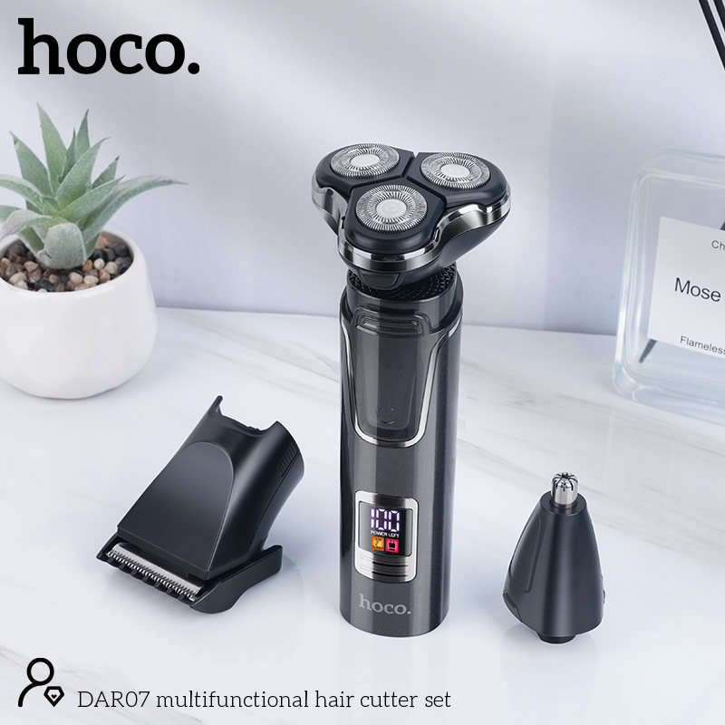 Hoco DAR07 Premium 3-in-1 Grooming Set For Men | Shaver, Clipper, Nose Trimmer | IP67 Waterproof