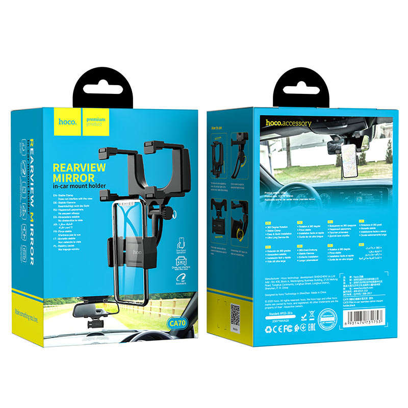 Hoco CA70 Rearview Mirror In-Car Phone Holder