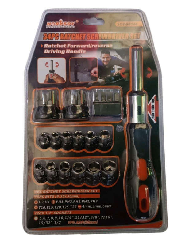 34-piece Ratchet Screwdriver Set