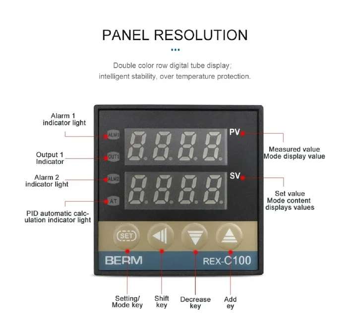 REX-C100 SSR Output PID Intelligent PID Temperature Controller 110-240V 0~999. With type  K Sensor