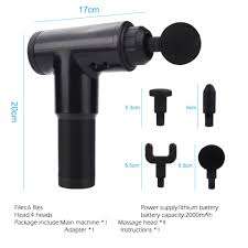 Deep Tissue Massage Gun with 4 Changeable Heads - Black/Silver