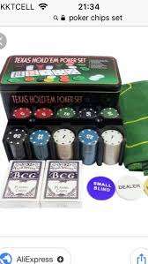 Texas Hold'em Poker Set with Black Jack Mat