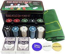 Texas Hold'em Poker Set with Black Jack Mat