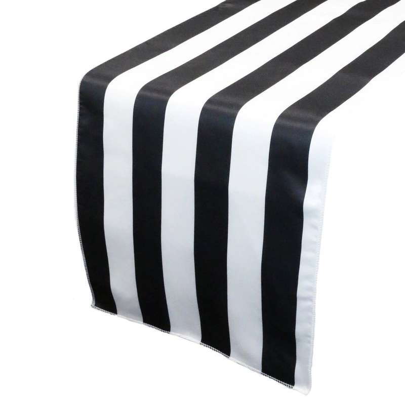 Satin Table Runner 250cmx45cm Pack of 2- Black & White