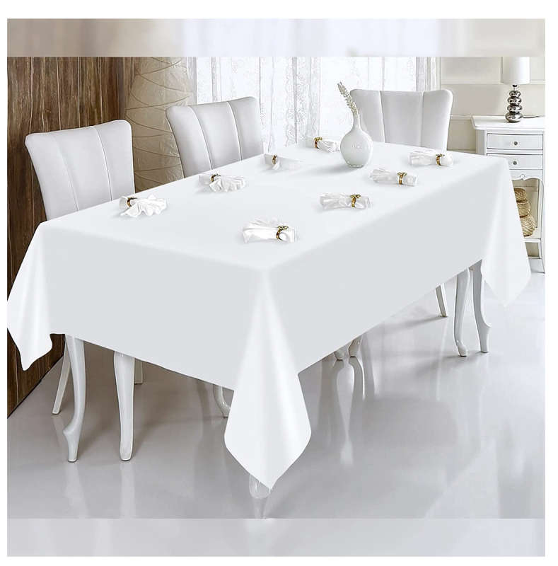 Dmart Classic Rectangular Table Cloth Pack of 6 Polyester Table Cover -White