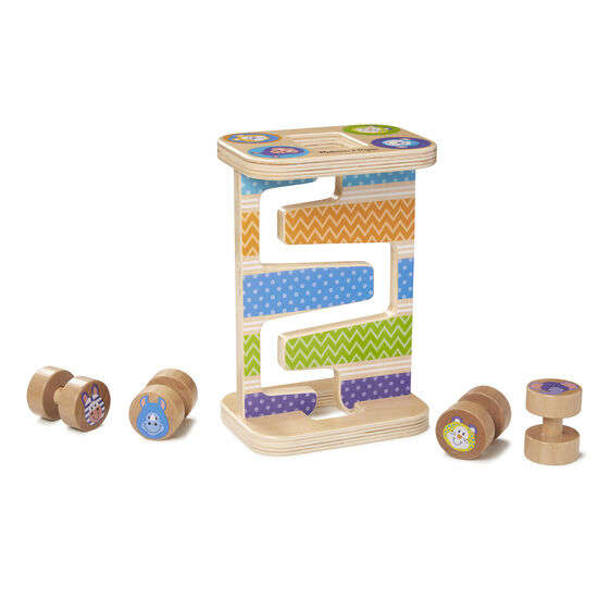 First Play Wooden Safari Zig-Zag Tower With 4 Rolling Pieces