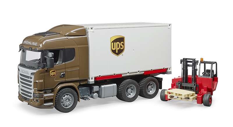 Bruder Scania R-Series UPS Logistics Truck With Forklift