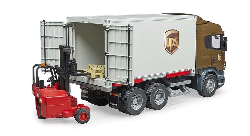 Bruder Scania R-Series UPS Logistics Truck With Forklift