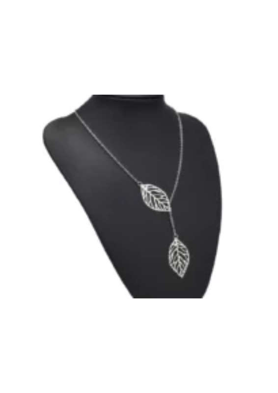 Ladies 2-Leaf Silver Necklace