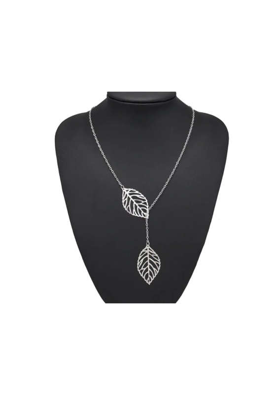 Ladies 2-Leaf Silver Necklace