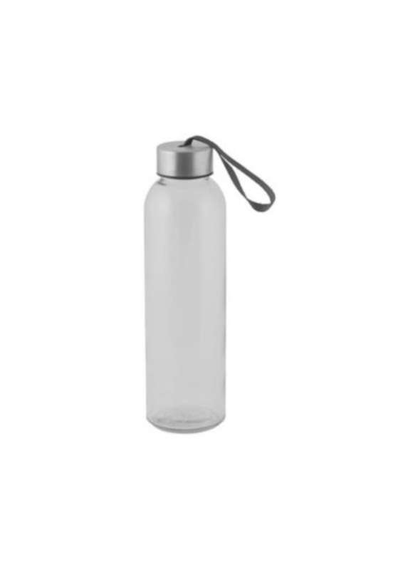 Grey 500ml Glass Water Bottle with Carry Strap