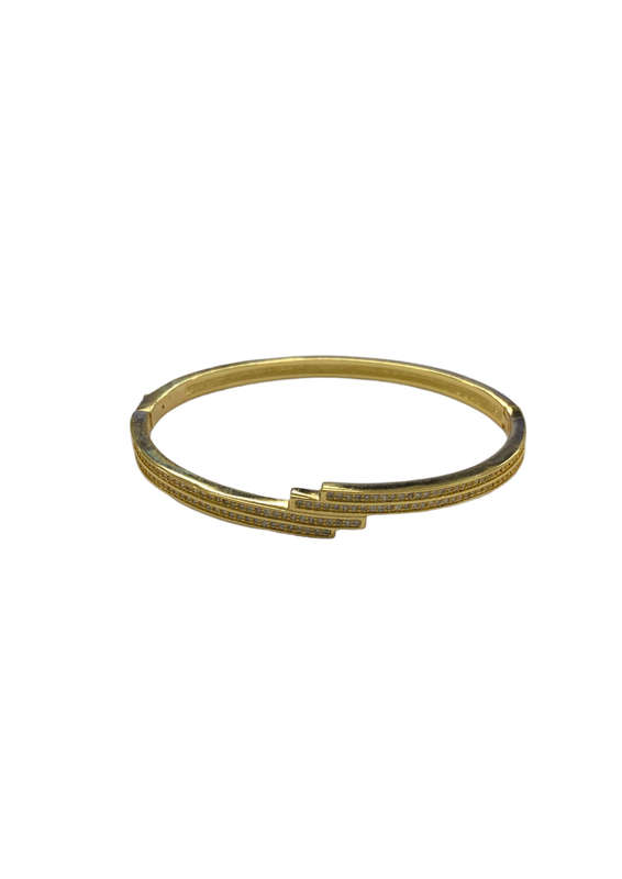 Ladies Golden Clip-On Bracelet with Diamante Studs - Layered Design