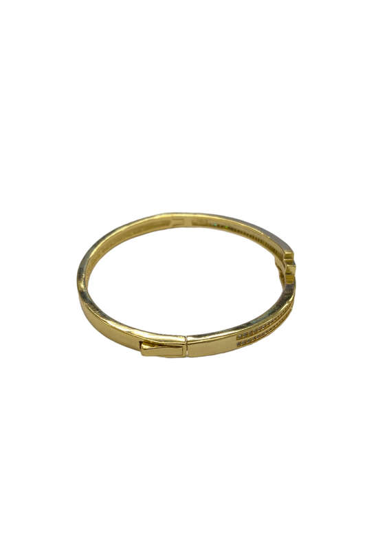 Ladies Golden Clip-On Bracelet with Diamante Studs - Layered Design