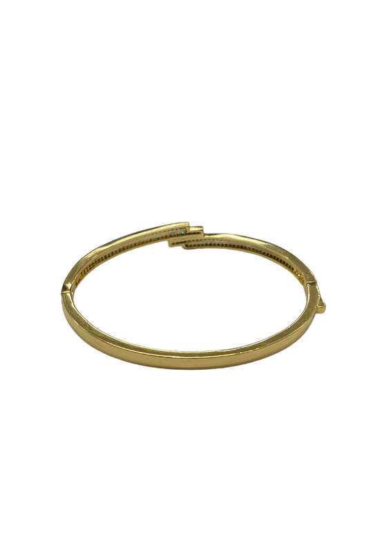 Ladies Golden Clip-On Bracelet with Diamante Studs - Layered Design