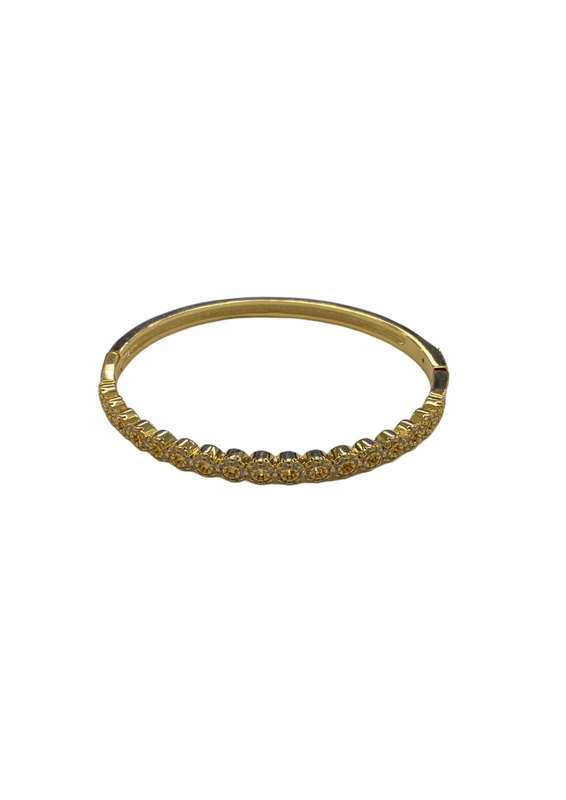 Ladies Golden Clip-On Bracelet with Diamante Studs - Donut Design