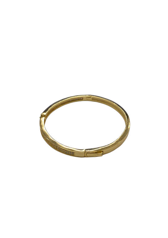 Ladies Golden Clip-On Bracelet with Diamante Studs - V Design