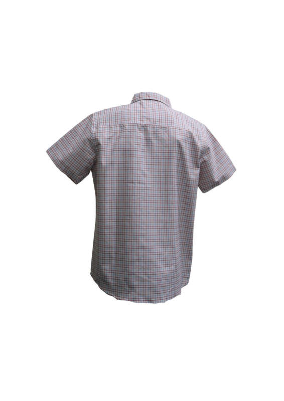 Mens Check Short-sleeve Shirt White and Red