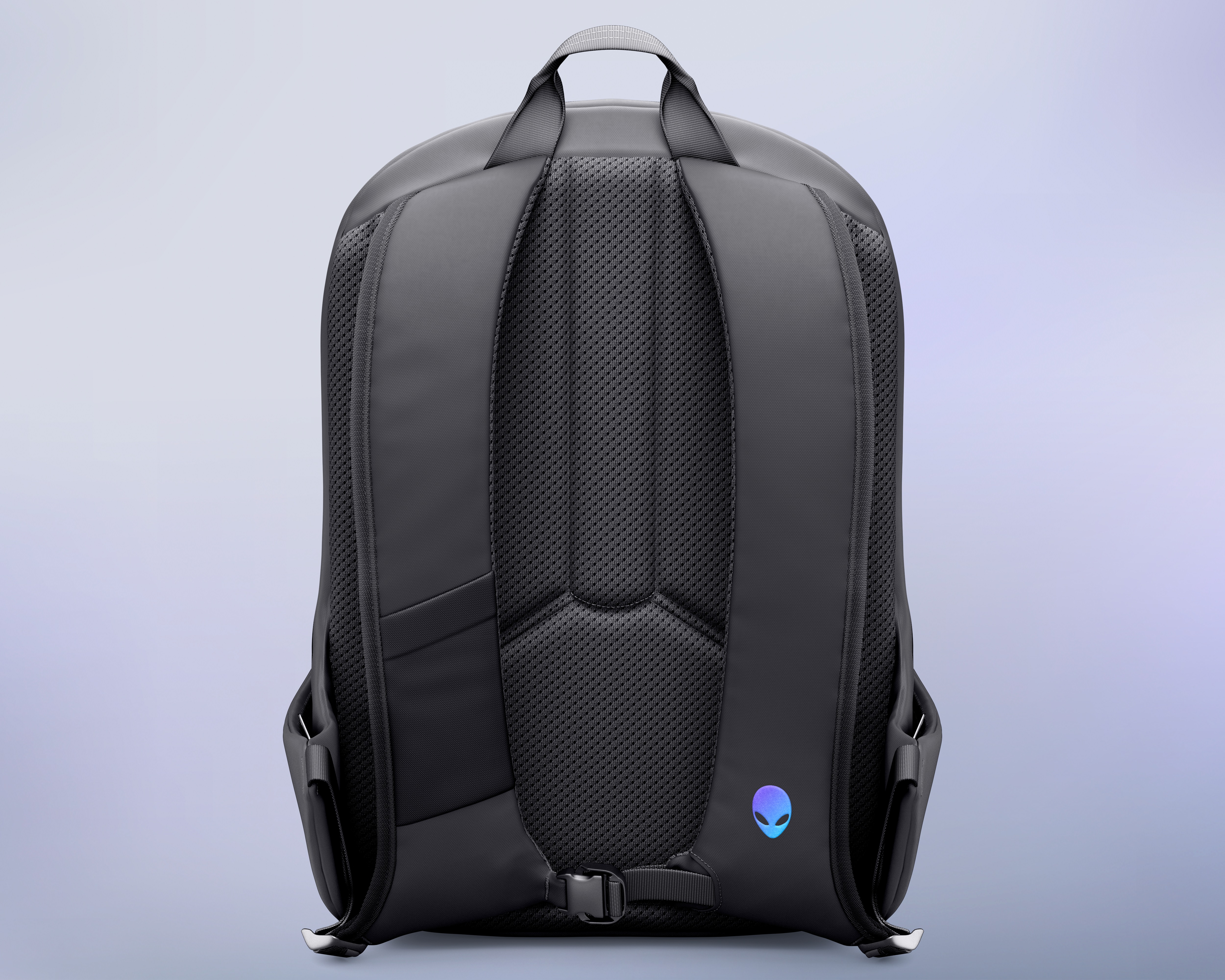 Back of the backpack highlighting ergonomic design